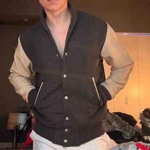 Soulland x House of Billiam Gray and Tan Varsity Jacket